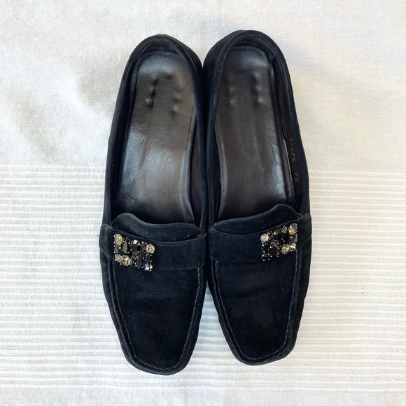 Stuart Weitzman Black Suede Loafers - Picture 9 of 16